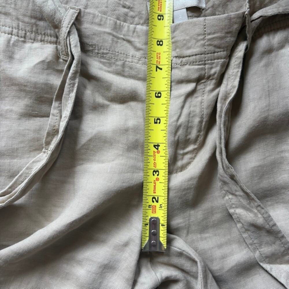 Banana Republic Linen Wide Leg Pants 2 Lt Beige Coastal Grandmother Minimalist - Picture 5 of 9